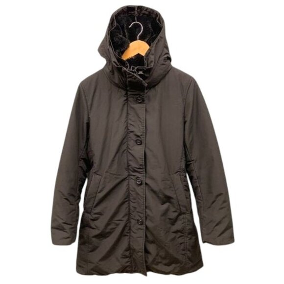 Uniqlo Women’s M Black Puffer Down Hooded Parka Jacket‎ Winter Coat - Picture 1 of 13